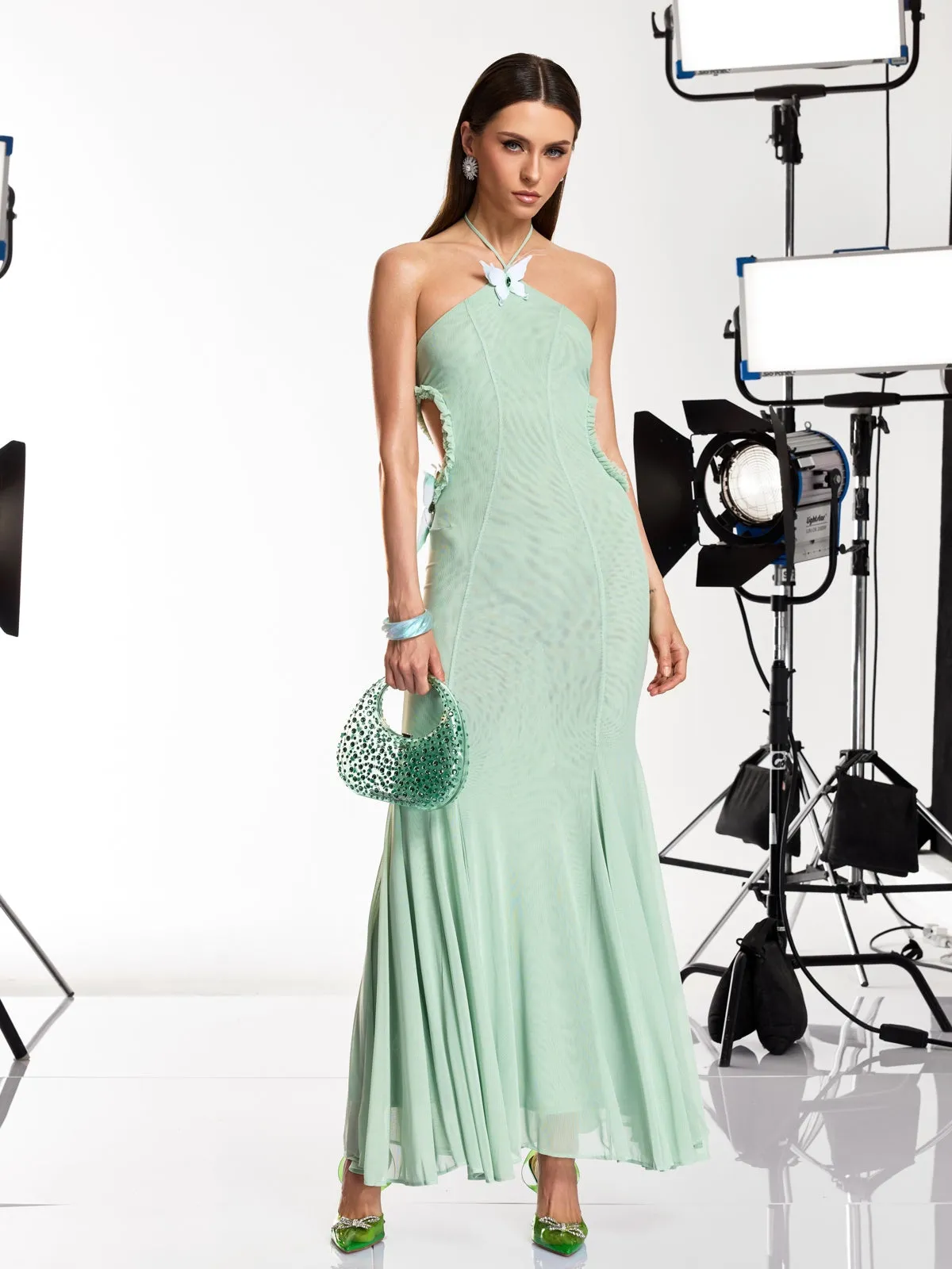 Dacia Halterneck Butterfly Maxi Dress sold by Mew Mews product image thumbnail 4
