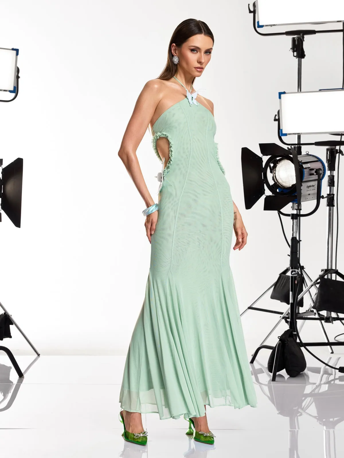 Dacia Halterneck Butterfly Maxi Dress sold by Mew Mews product image thumbnail 2