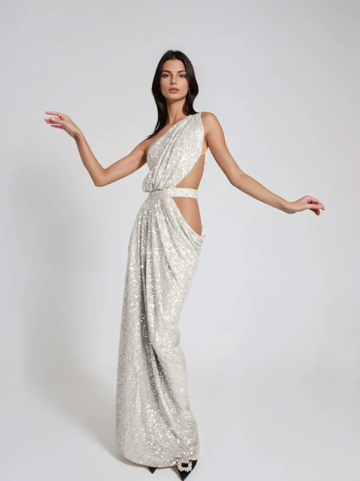 Tenvik One Shoulder Cutout Sequin Maxi Dress sold by Mew Mews product image thumbnail 2