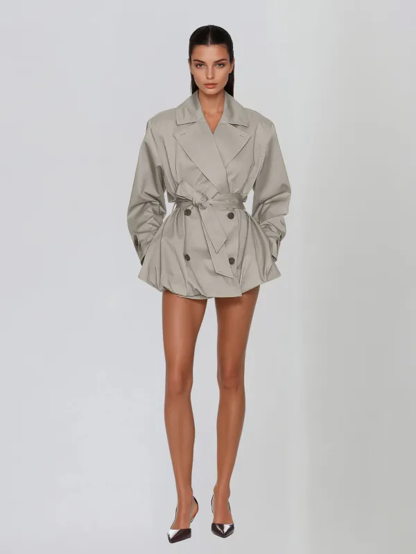 Lornik Double Breasted Cropped Trench Jacket made by Mew Mews