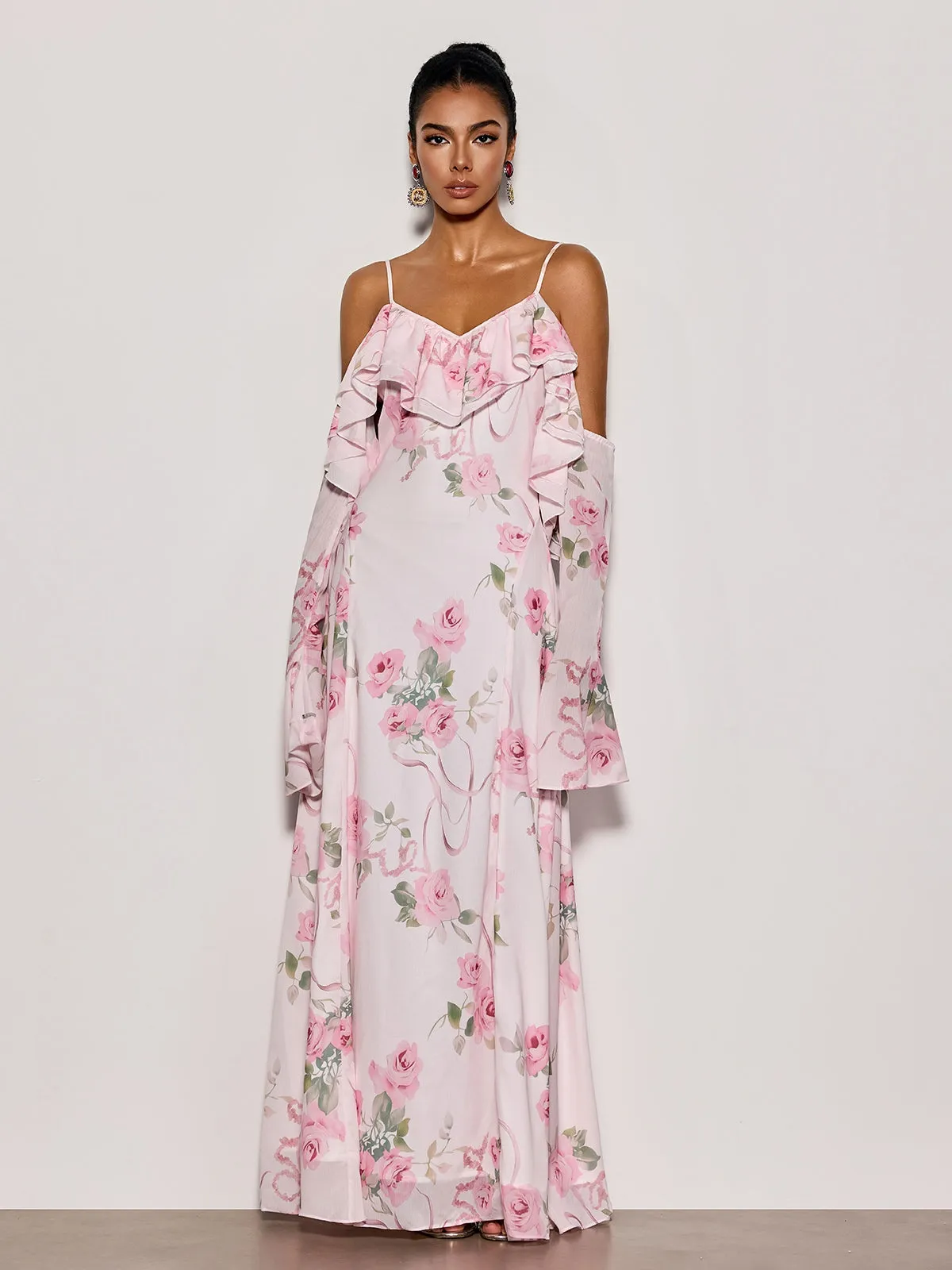 Nostel Spaghetti Floral Maxi Dress sold by Mew Mews