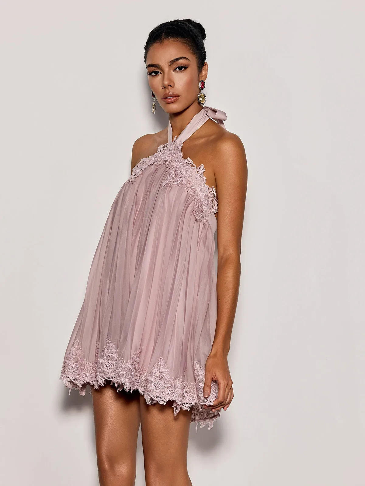 Falven Halterneck Lace Mini Dress sold by Mew Mews product image thumbnail 5