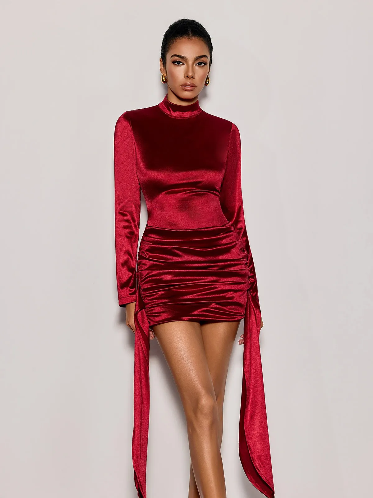 Belune Open Back Ruched Mini Dress sold by Mew Mews product image thumbnail 5