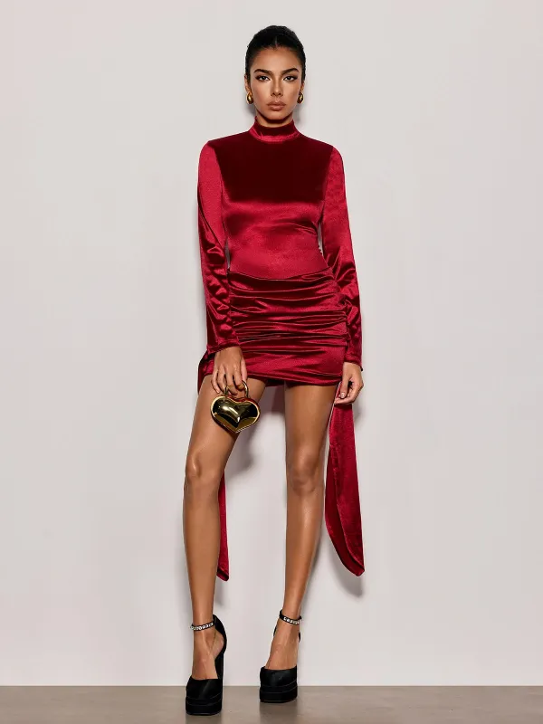 Belune Open Back Ruched Mini Dress made by Mew Mews