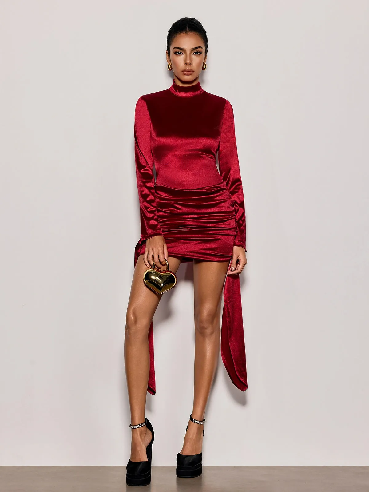 Belune Open Back Ruched Mini Dress sold by Mew Mews