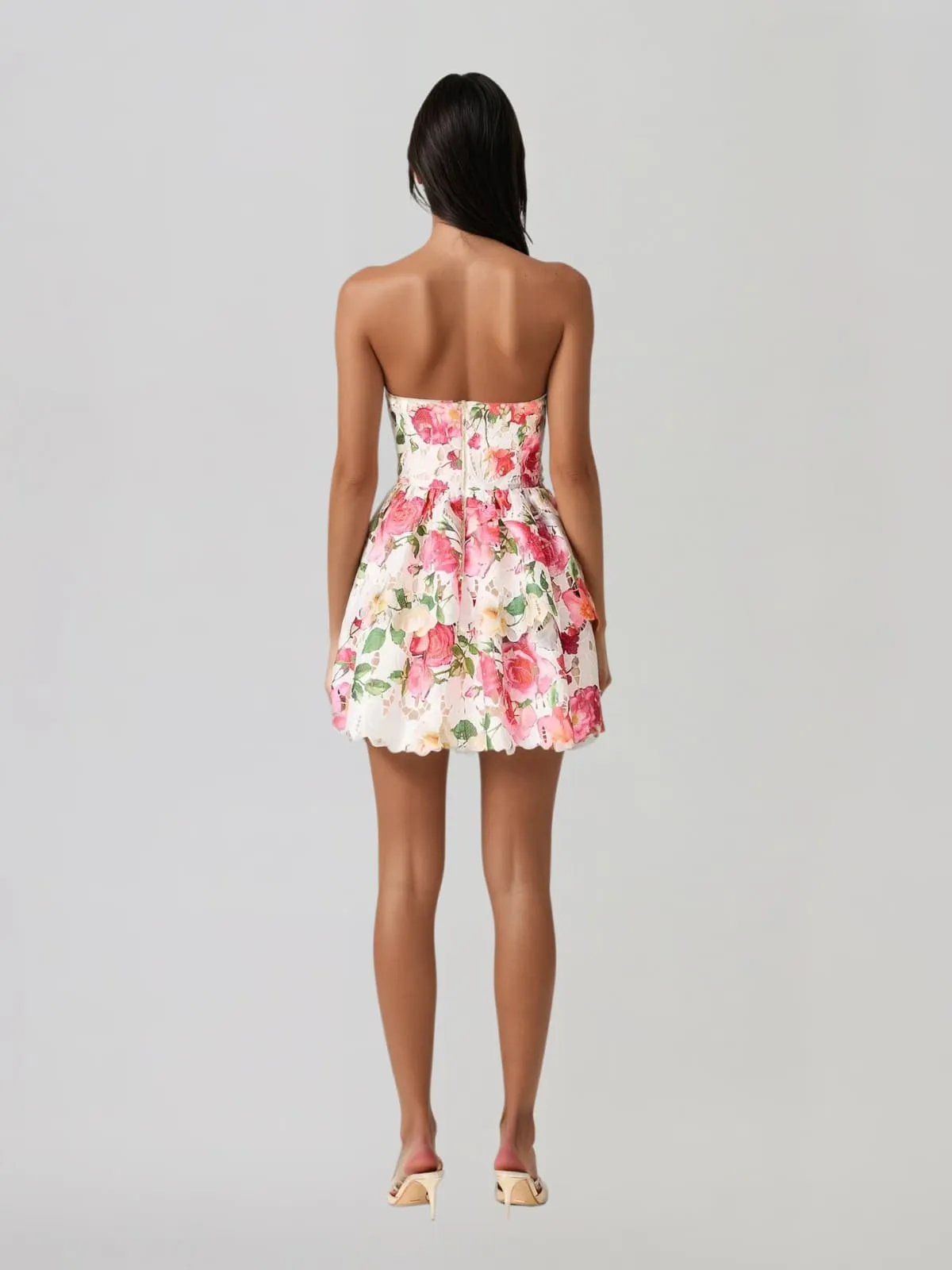Teryxon Strapless Floral Tiered Mini Dress sold by Mew Mews product image thumbnail 5