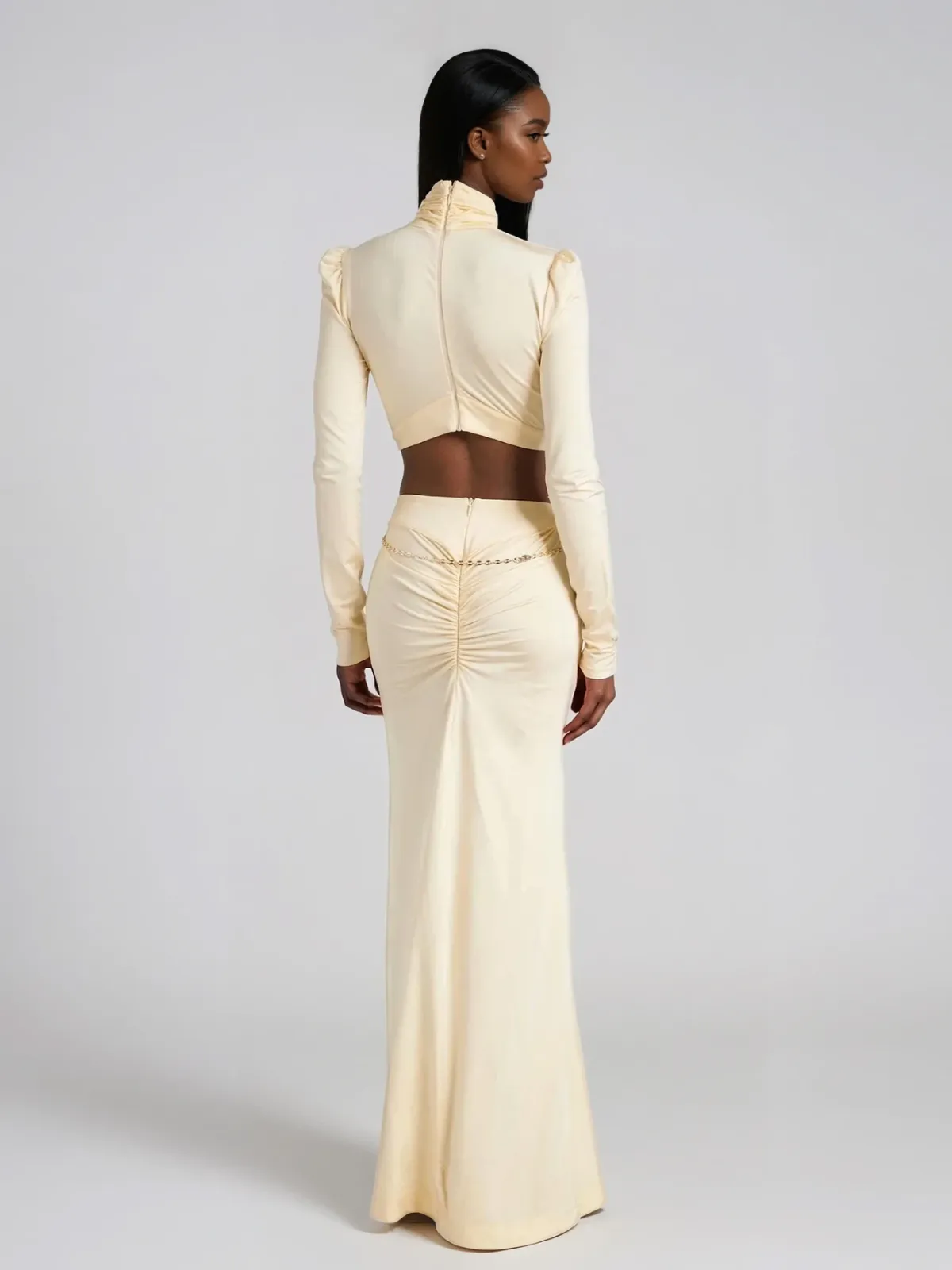 Helvex Cutout Rhinestone Maxi Dress In Yellow sold by Mew Mews product image thumbnail 2