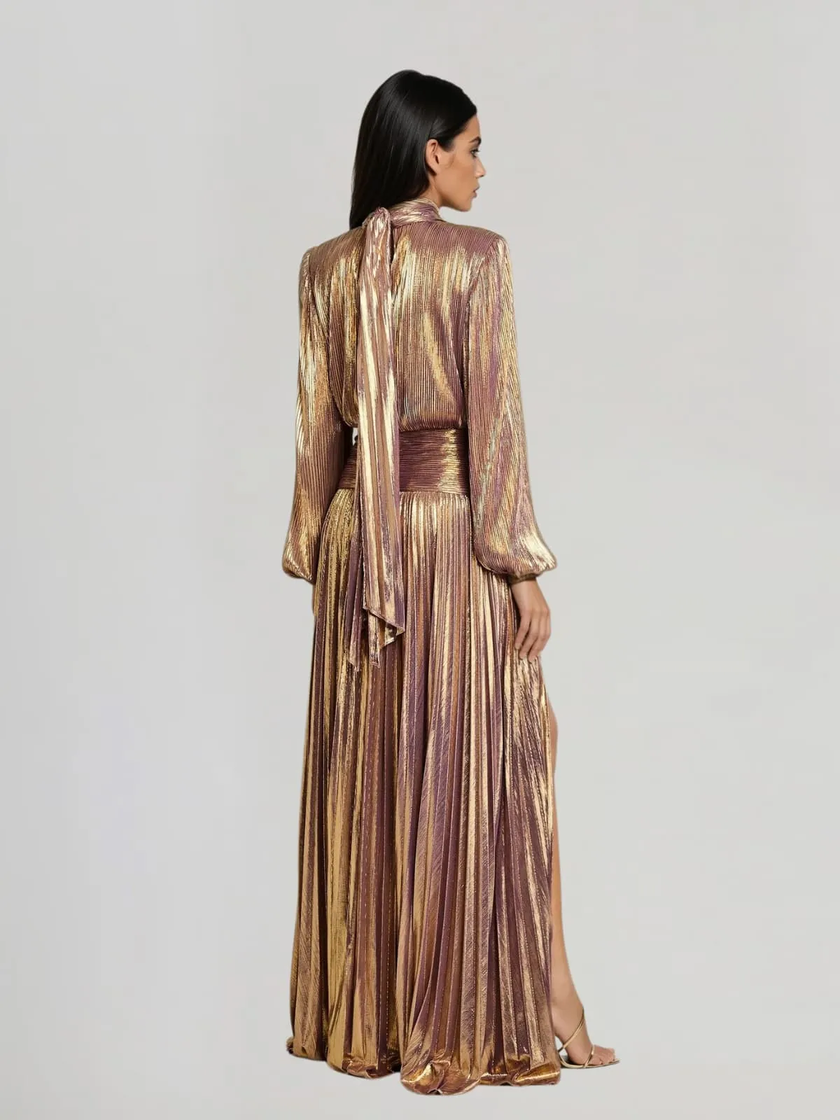 Hamilton Pleated Metallic Split Maxi Dress sold by Mew Mews product image thumbnail 4