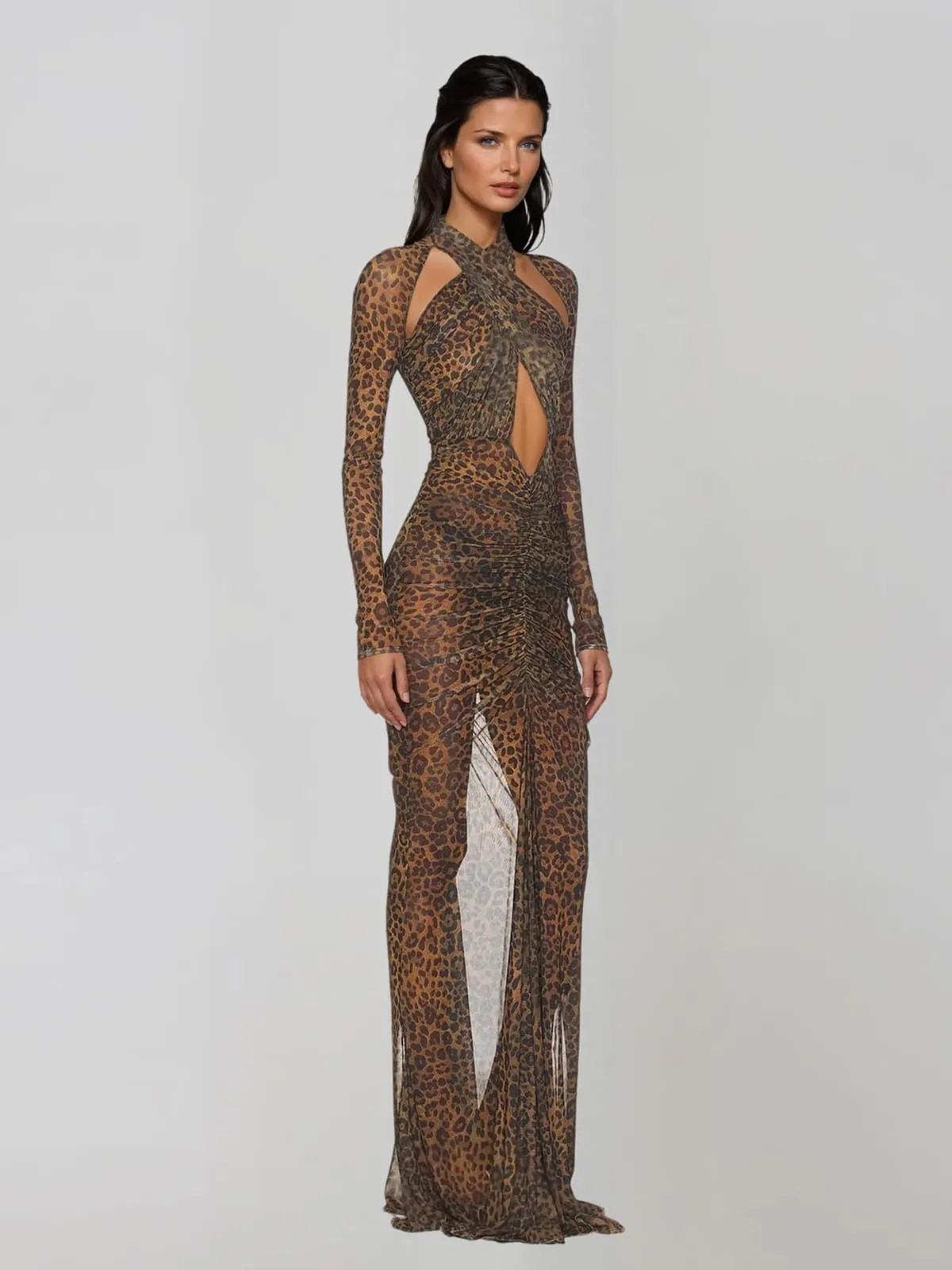 Loryvex Leopard Cutout Maxi Dress sold by Mew Mews product image thumbnail 2