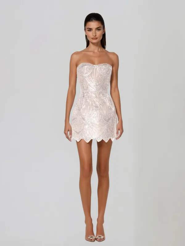 Amzie Strapless Sequin Mini Dress made by Mew Mews