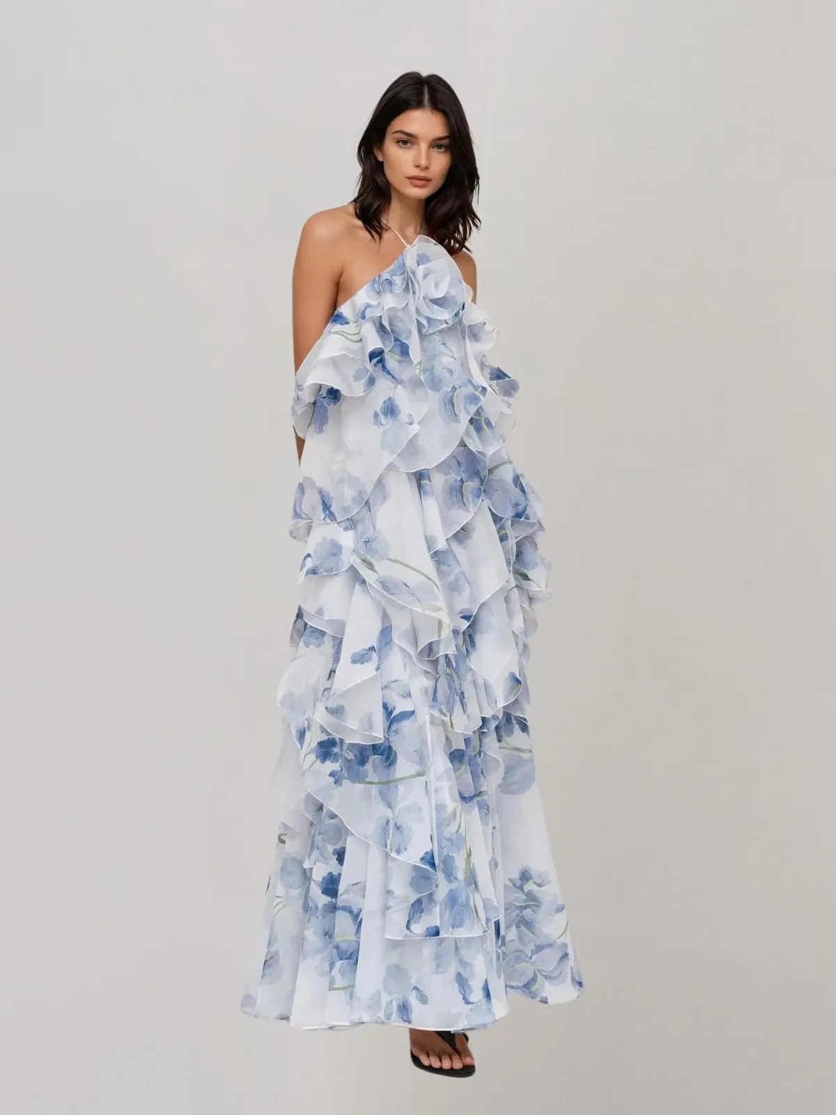 Ivorel Backless Ruffle Floral Maxi Dress sold by Mew Mews product image thumbnail 2