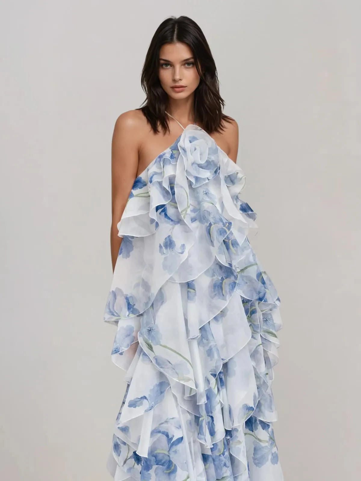 Ivorel Backless Ruffle Floral Maxi Dress sold by Mew Mews product image thumbnail 3