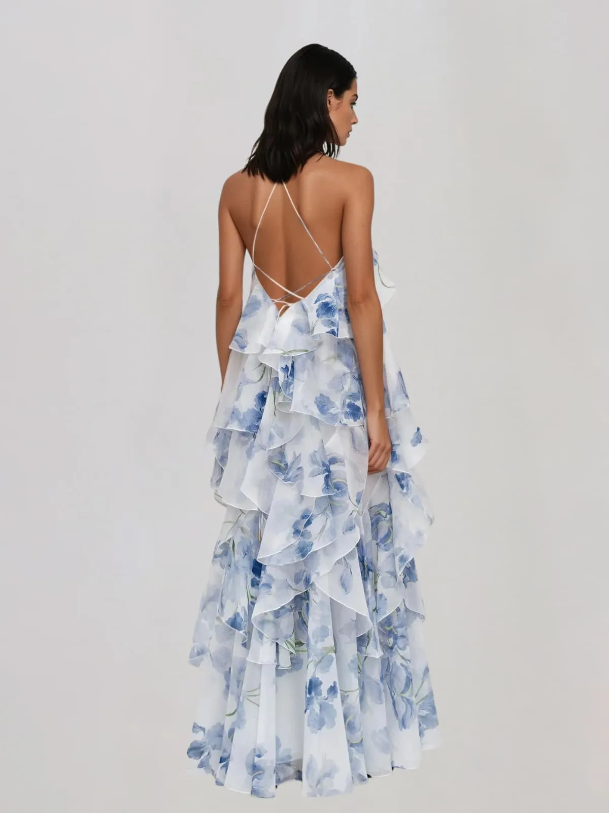 Ivorel Backless Ruffle Floral Maxi Dress sold by Mew Mews product image thumbnail 4