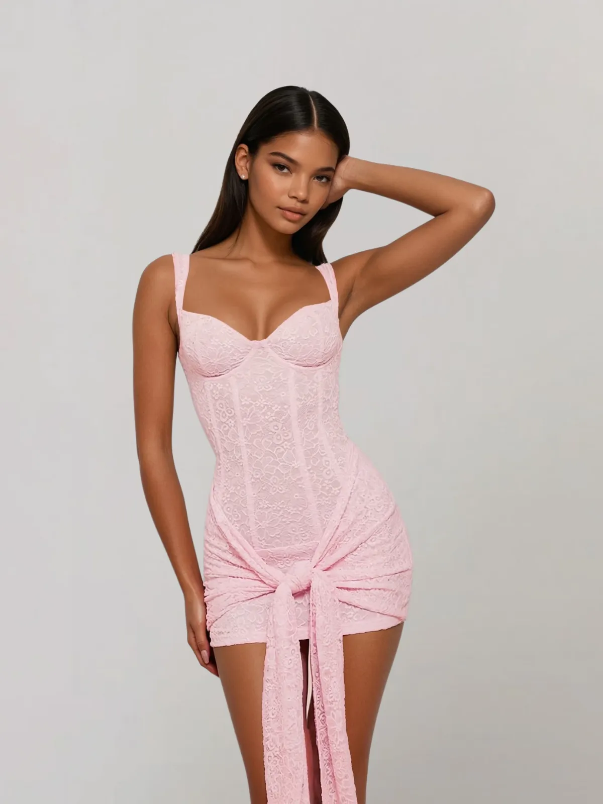Rastel Sleeveless Lace Tie Up Mini Dress sold by Mew Mews product image thumbnail 3