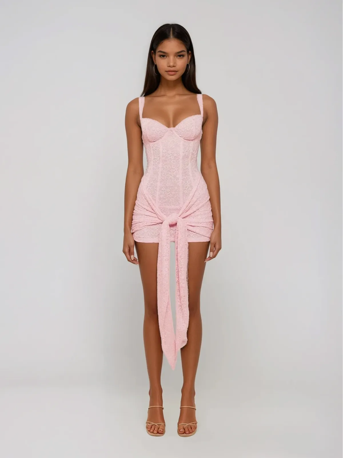 Rastel Sleeveless Lace Tie Up Mini Dress sold by Mew Mews
