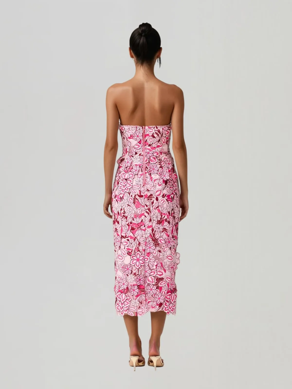 Pavex Strapless Flower Midi Dress sold by Mew Mews product image thumbnail 4