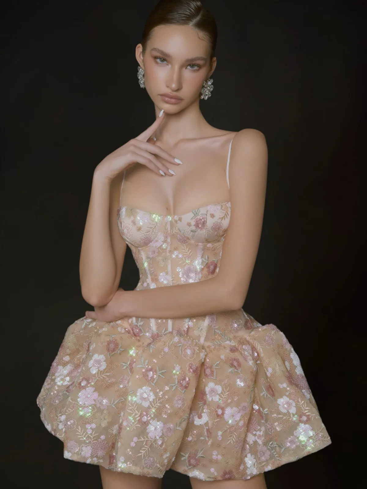 Corten Spaghetti Flower Sequin Mini Dress sold by Mew Mews product image thumbnail 4