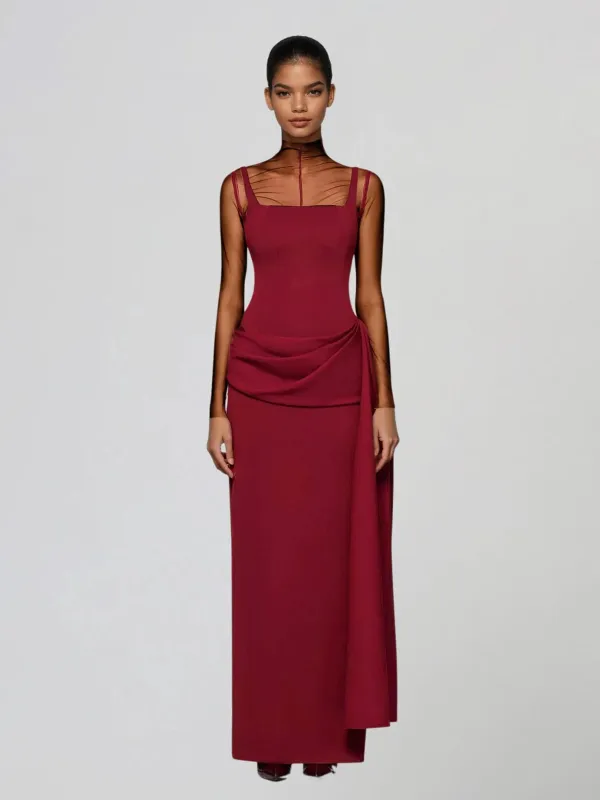 Lirvan Mesh Draped Maxi Dress Set made by Mew Mews