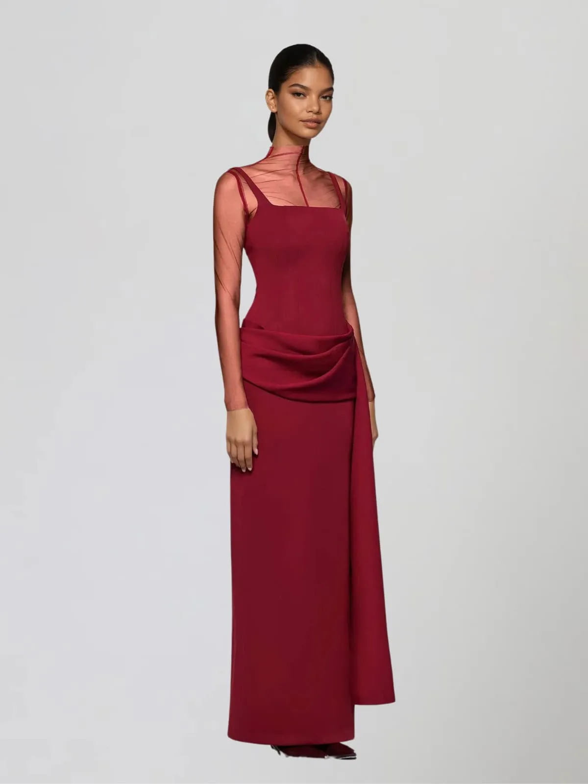 Lirvan Mesh Draped Maxi Dress Set sold by Mew Mews product image thumbnail 2