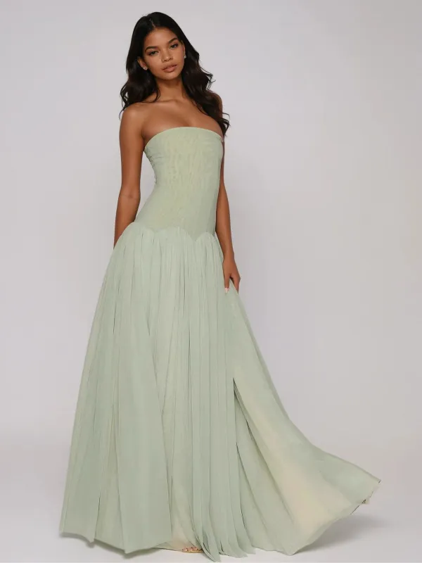 Kastor Strapless Flared Maxi Dress made by Mew Mews