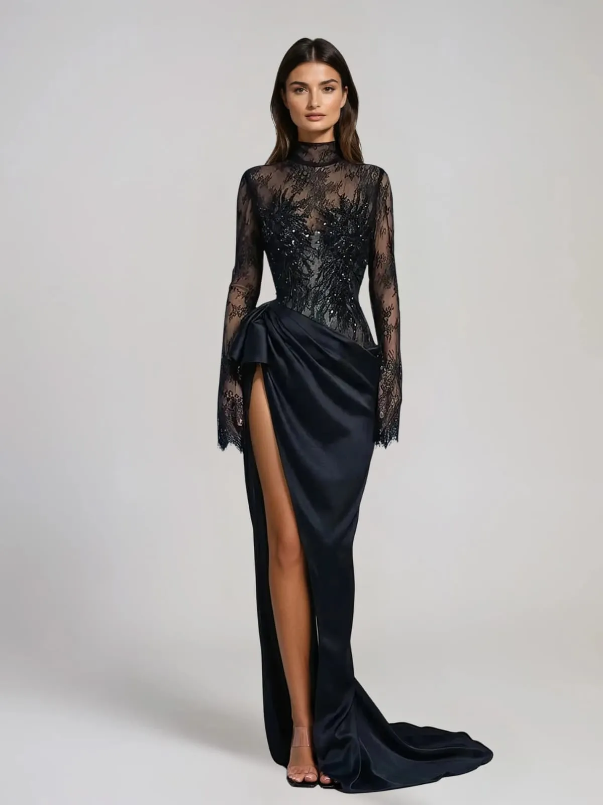 Zavryn Long Sleeve Lace Split Dress Set sold by Mew Mews