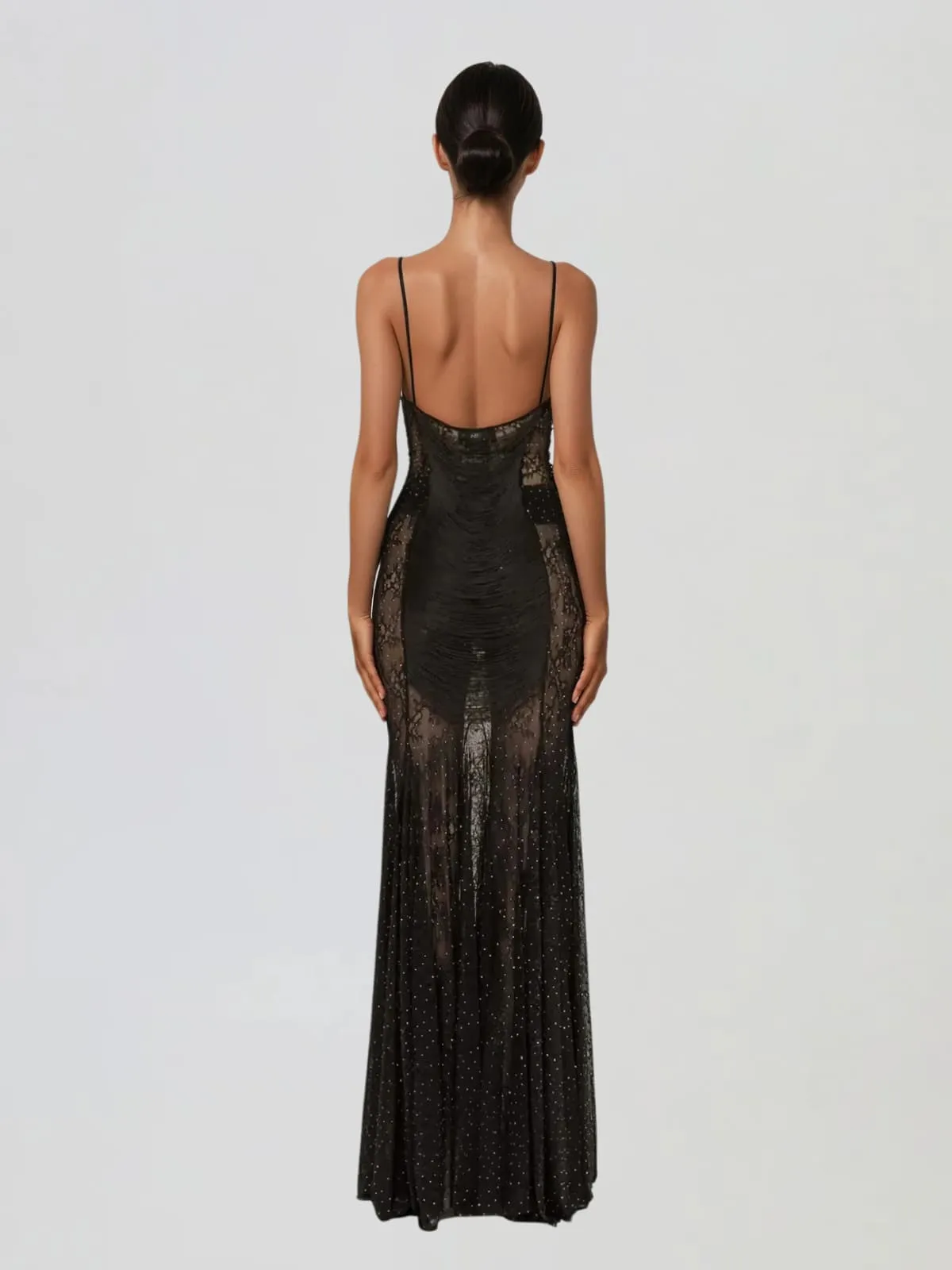 Raxelin Spaghetti Fringe Rhinestone Maxi Dress sold by Mew Mews product image thumbnail 4