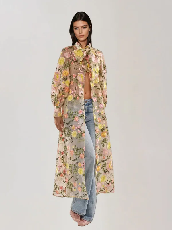 Quarel Embroidered Flower Cardigan made by Mew Mews