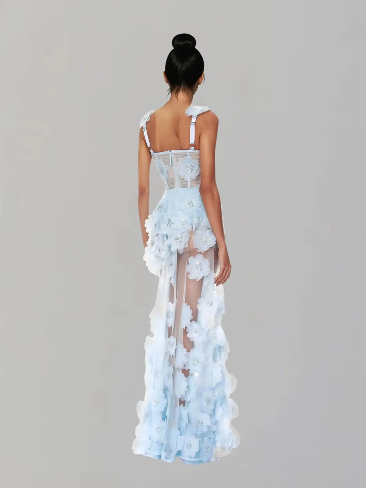 Xeril Flower Sequin Mesh Maxi Dress sold by Mew Mews product image thumbnail 3