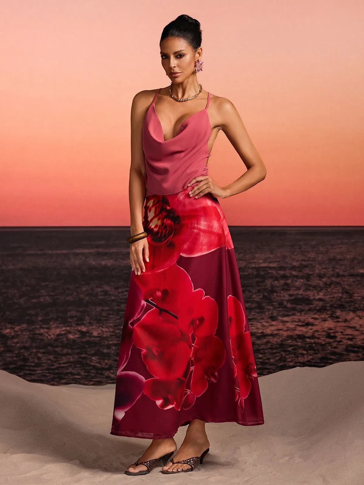 Kervan Plunge Neck Printed Skirt Set sold by Mew Mews product image thumbnail 3