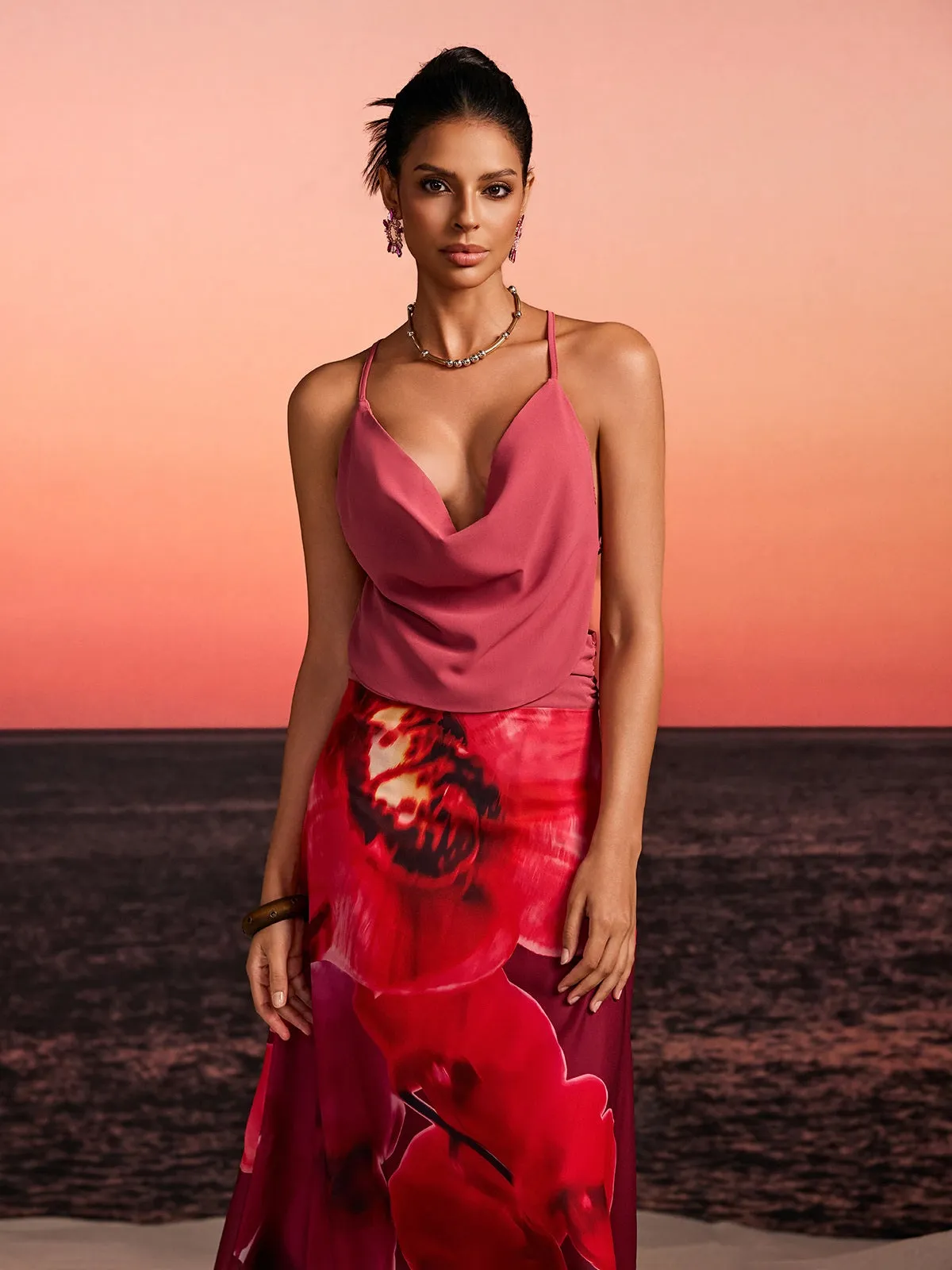 Kervan Plunge Neck Printed Skirt Set sold by Mew Mews product image thumbnail 4