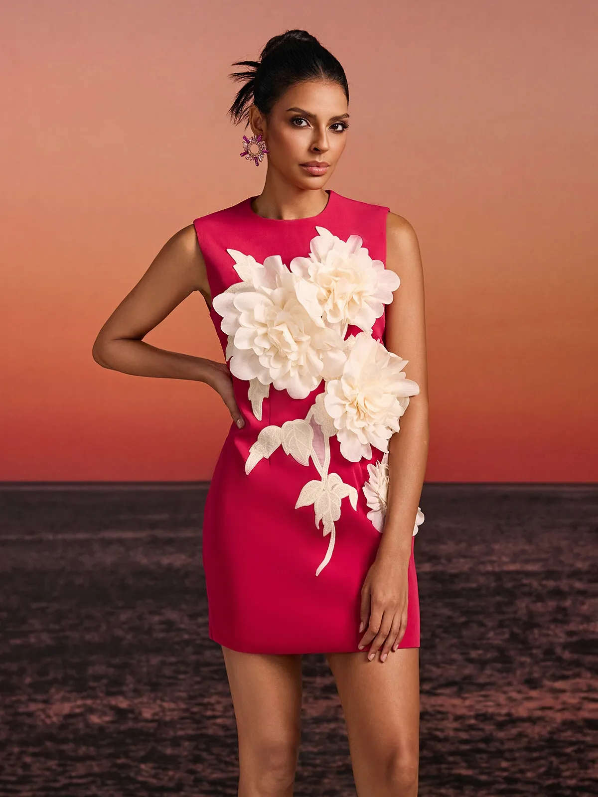 Exvila Sleeveless Flower Mini Dress In Red sold by Mew Mews product image thumbnail 2