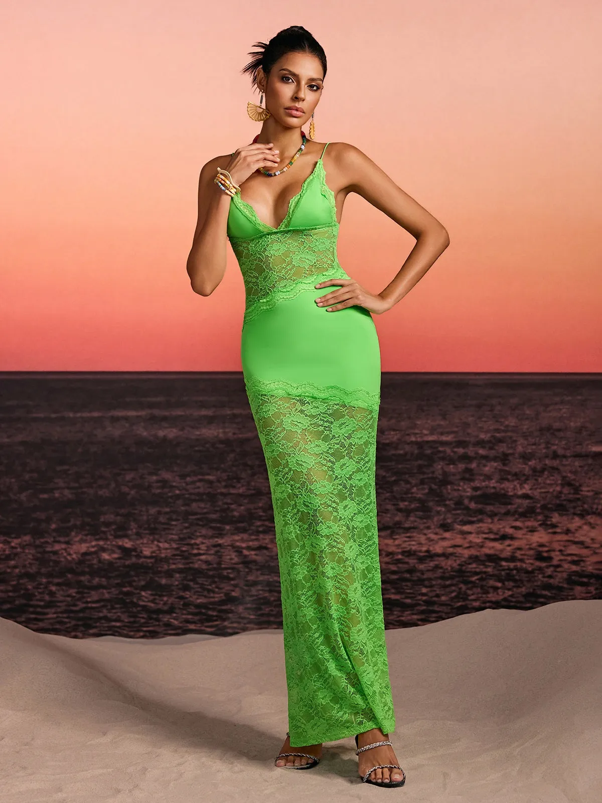 Ravynex Spaghetti Lace Maxi Dress sold by Mew Mews product image thumbnail 2