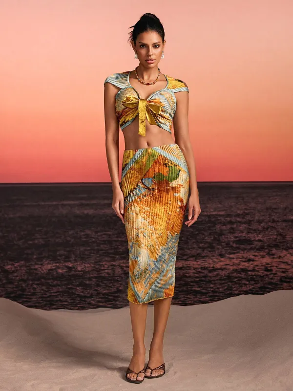 Othrel Pleated Printed Skirt Set made by Mew Mews