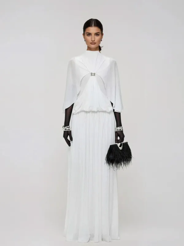 Hesvar Cape Ruched Maxi Dress made by Mew Mews