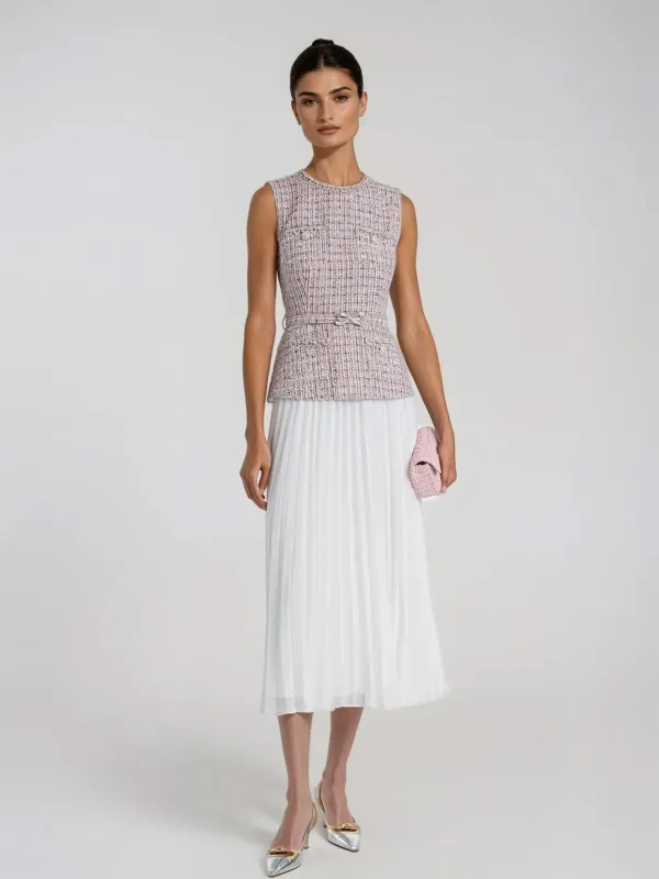 Farnel Sleeveless Pleated Tweed Skirt Set made by Mew Mews