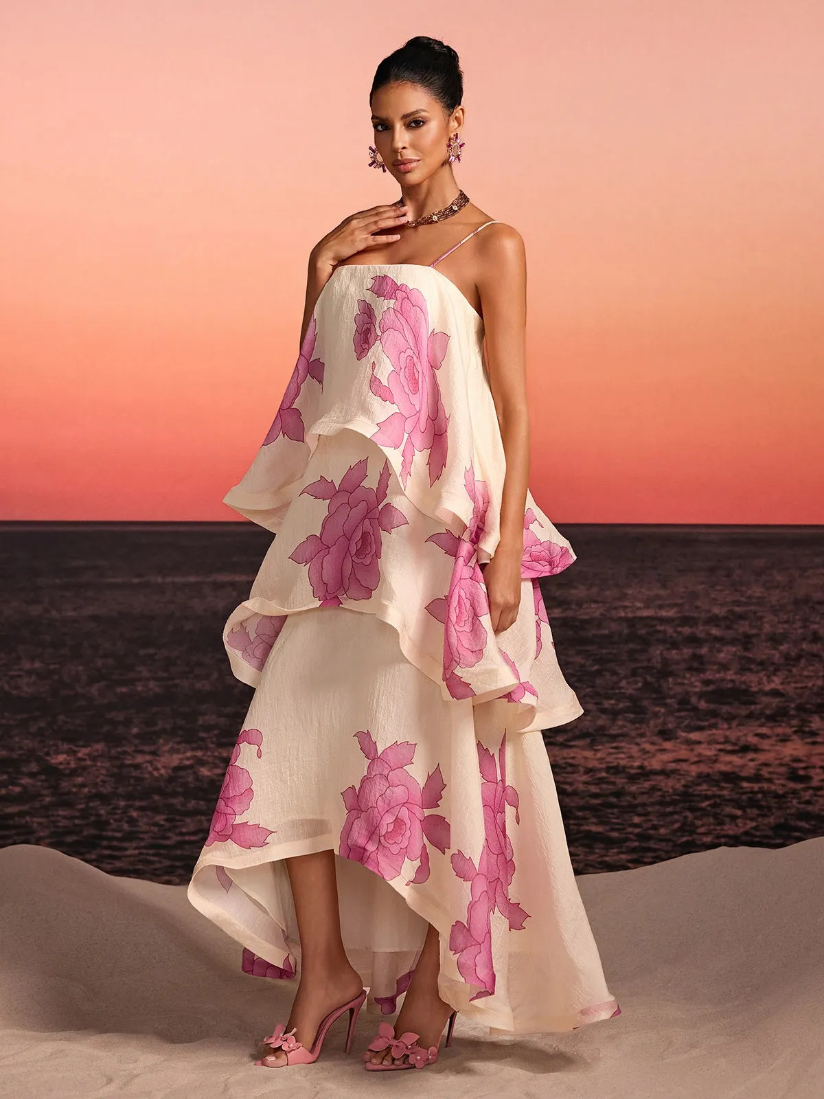 Havor Spaghetti Floral Tiered Maxi Dress sold by Mew Mews product image thumbnail 2