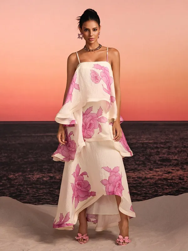Havor Spaghetti Floral Tiered Maxi Dress made by Mew Mews
