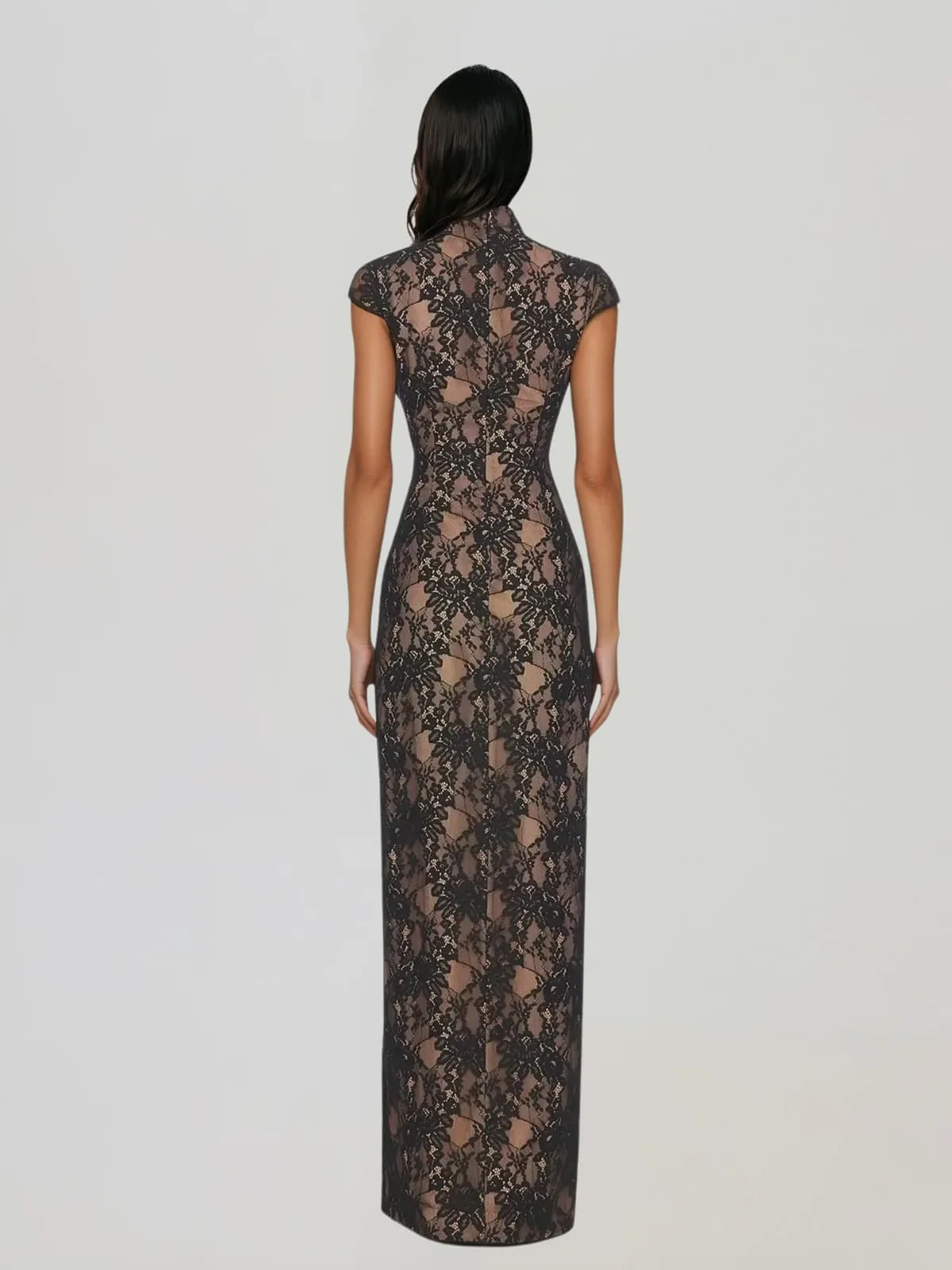 Vexorin High Neck Lace Split Maxi Dress sold by Mew Mews product image thumbnail 3