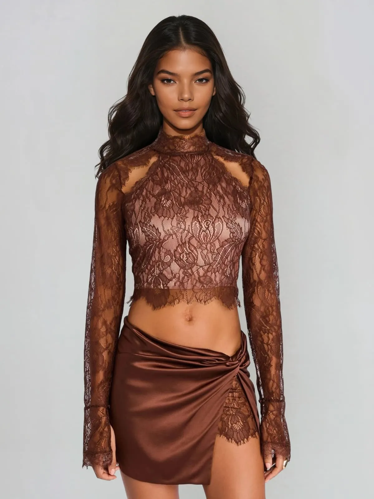 Gynara High Neck Lace Cutout Skirt Set sold by Mew Mews product image thumbnail 2