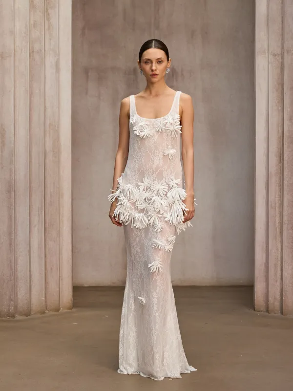 Dorielle Sleeveless Flower Maxi Dress made by Mew Mews