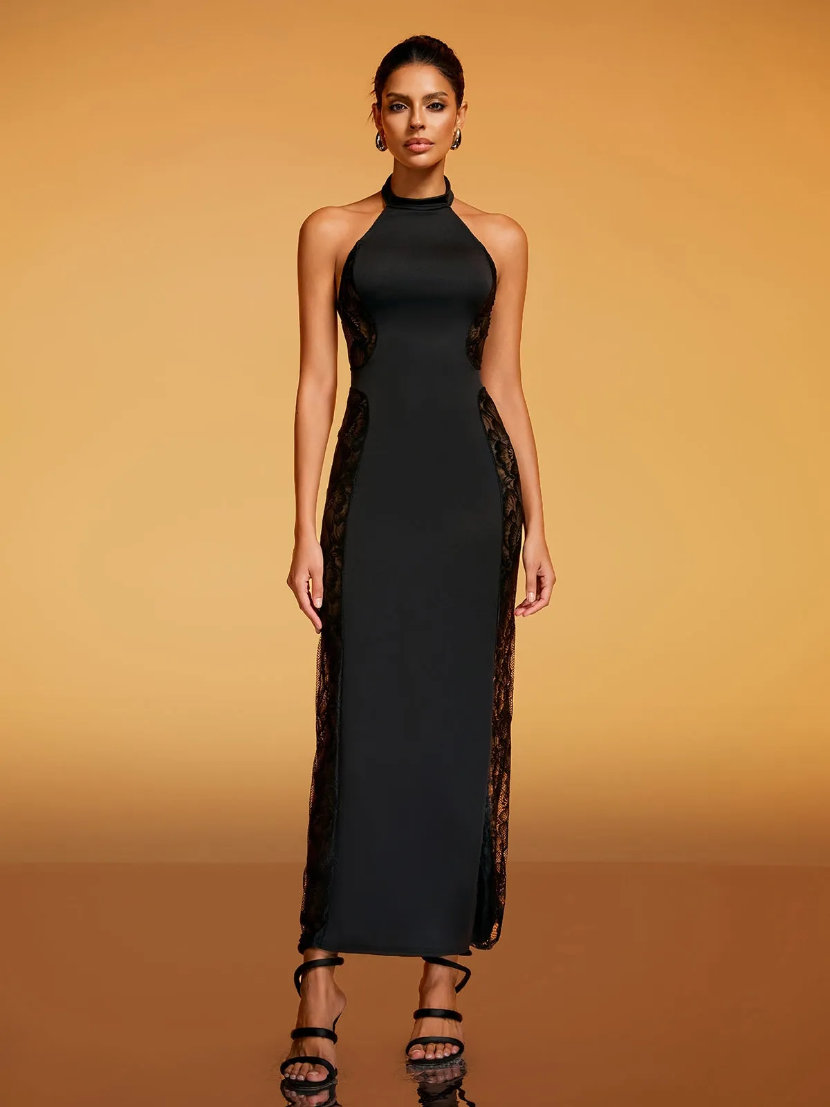 Dianatha Halterneck Lace Midi Dress sold by Mew Mews product image thumbnail 3