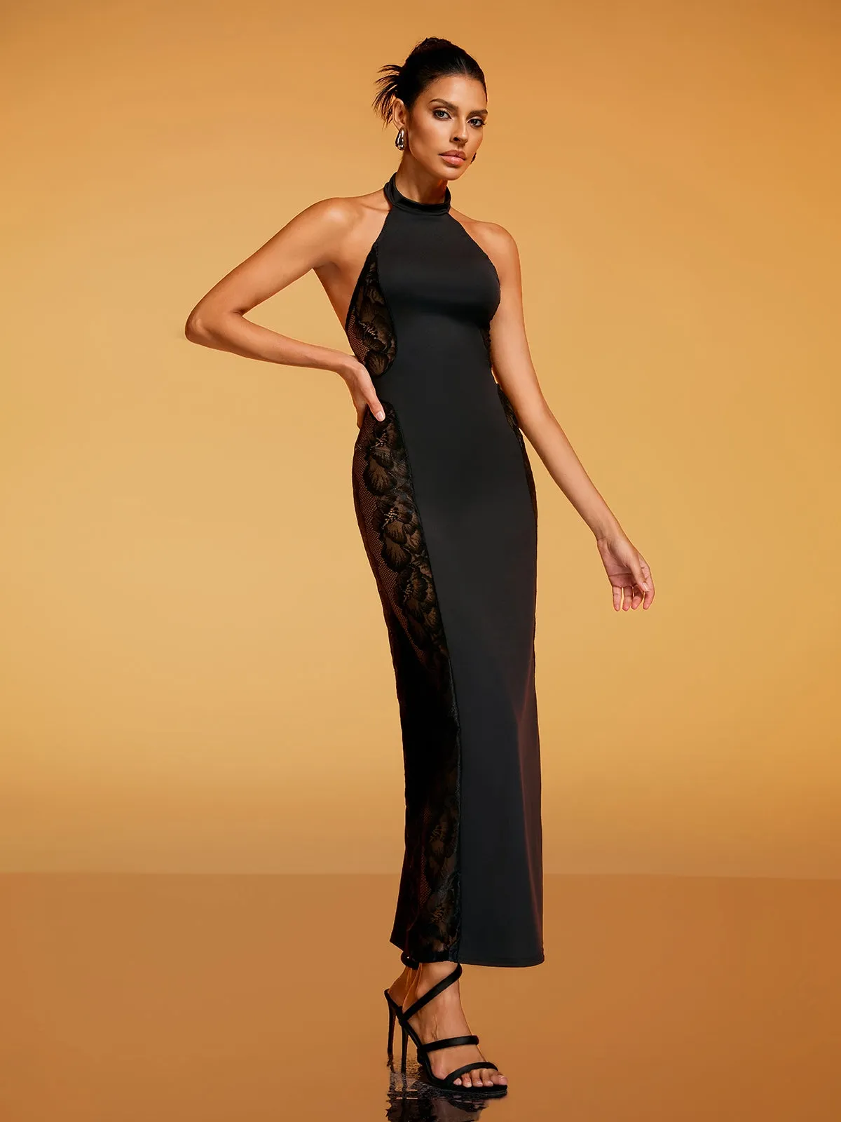 Dianatha Halterneck Lace Midi Dress sold by Mew Mews product image thumbnail 4