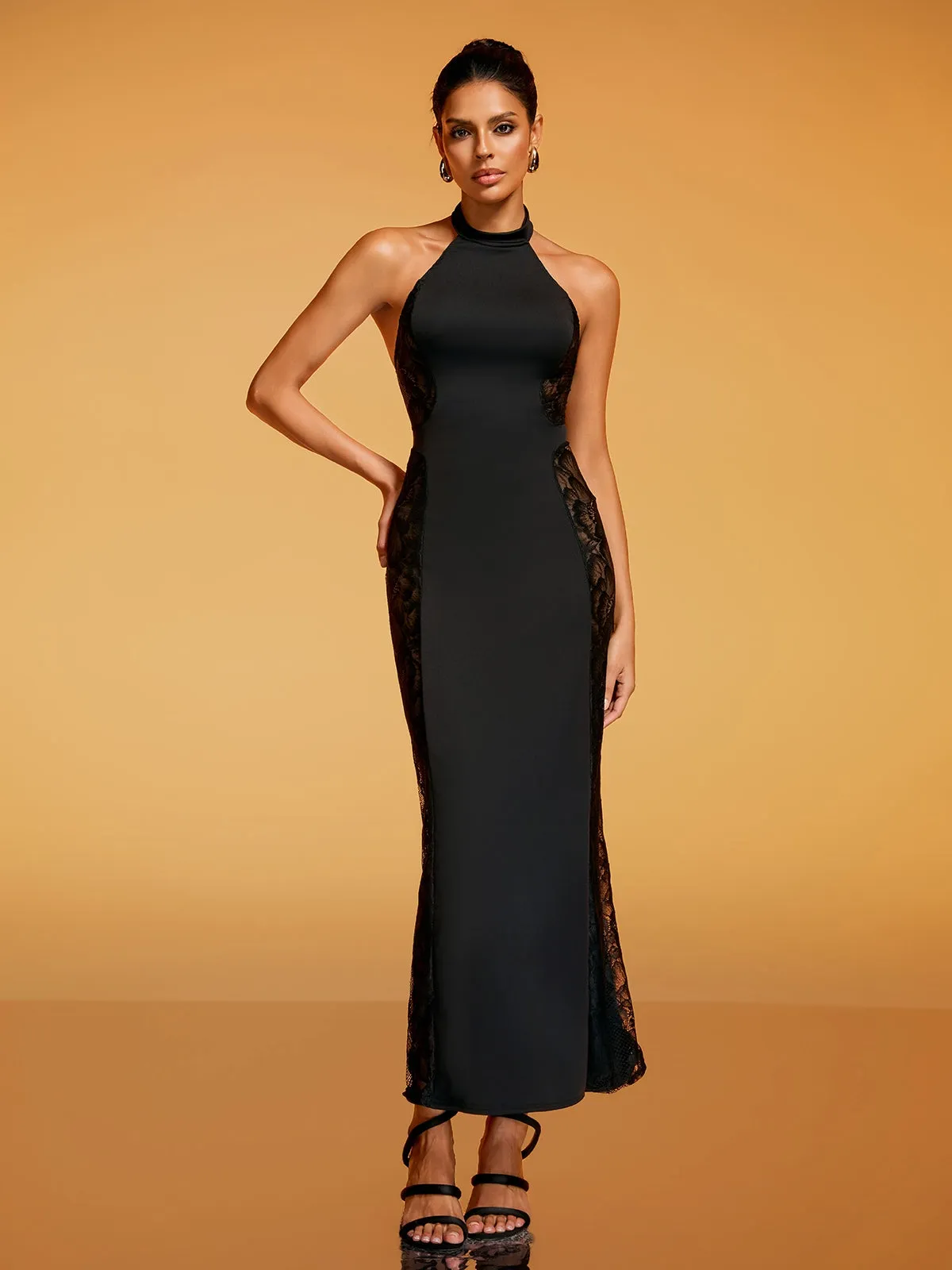 Dianatha Halterneck Lace Midi Dress sold by Mew Mews product image thumbnail 2