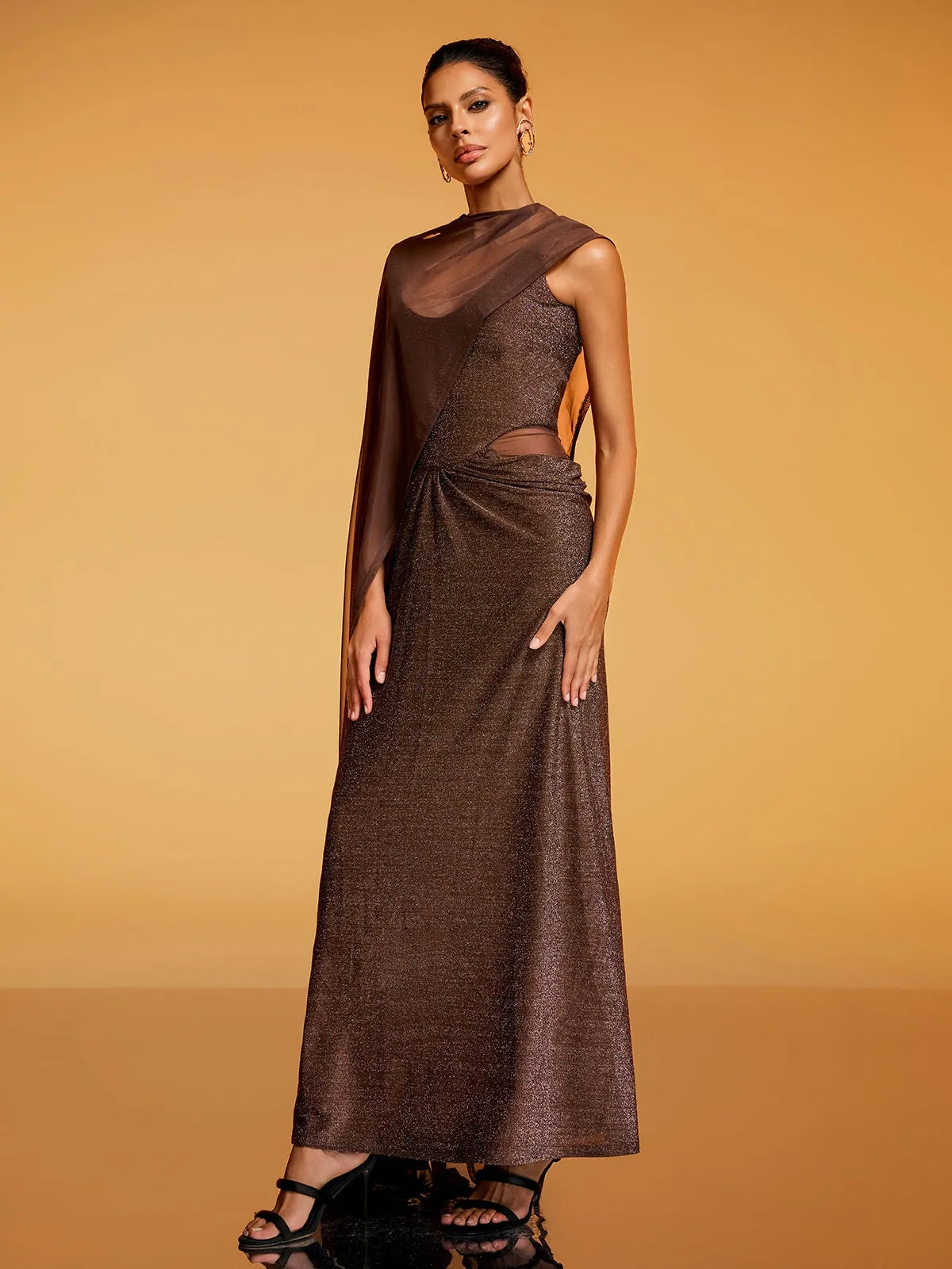 Diala Cape Glitter Maxi Dress sold by Mew Mews product image thumbnail 5