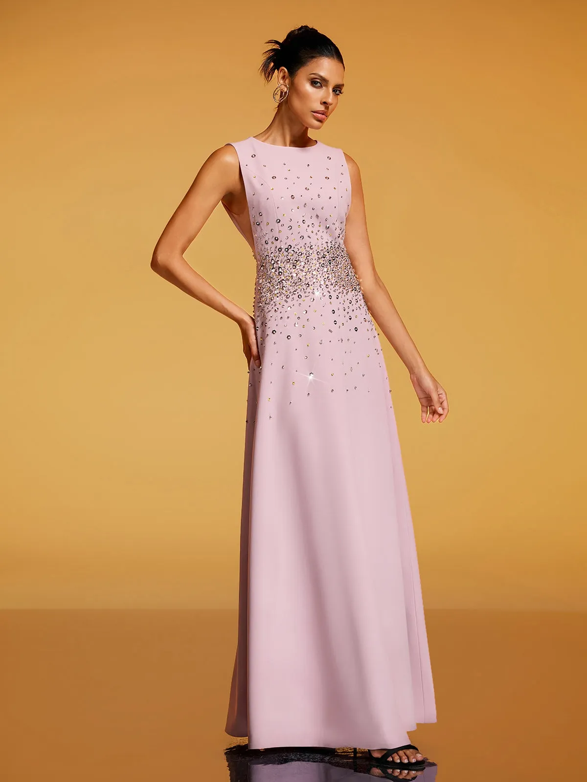 Felan Sleeveless Rhinestone Maxi Dress sold by Mew Mews product image thumbnail 2