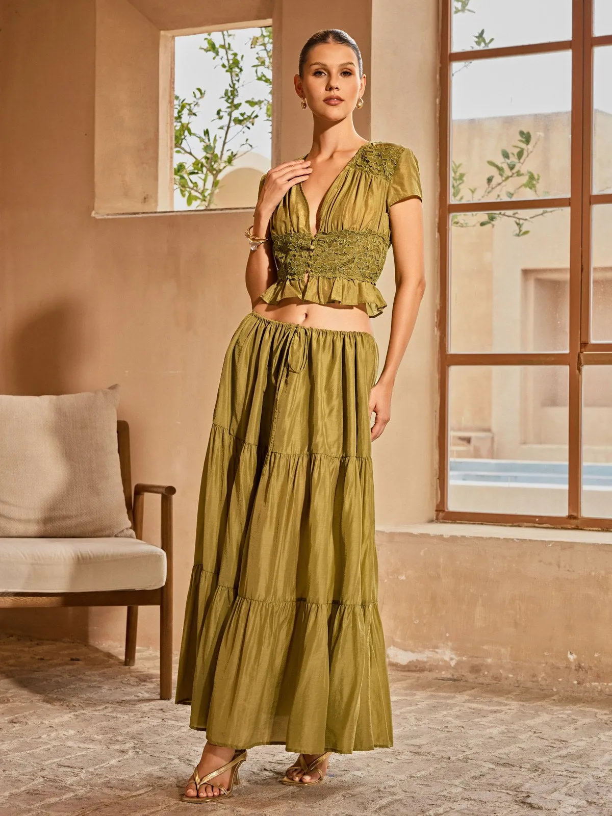 Elnyxa Plunge Neck Skirt Set sold by Mew Mews product image thumbnail 4