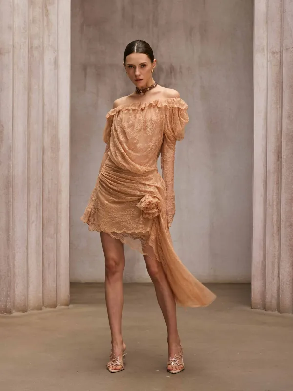 Chabela Lace Flower Mini Dress made by Mew Mews