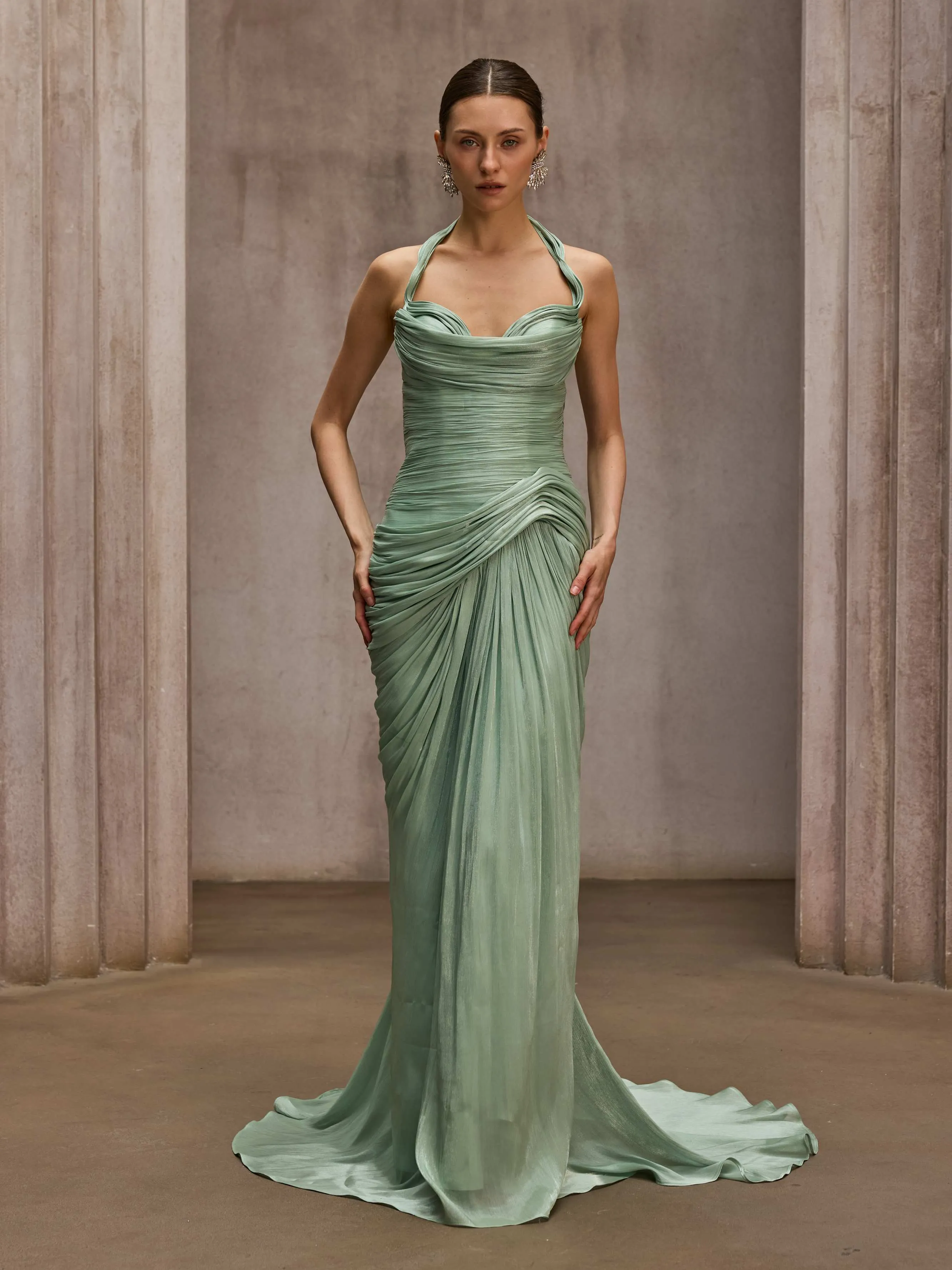 Dosia Halterneck Ruched Maxi Dress sold by Mew Mews product image thumbnail 4
