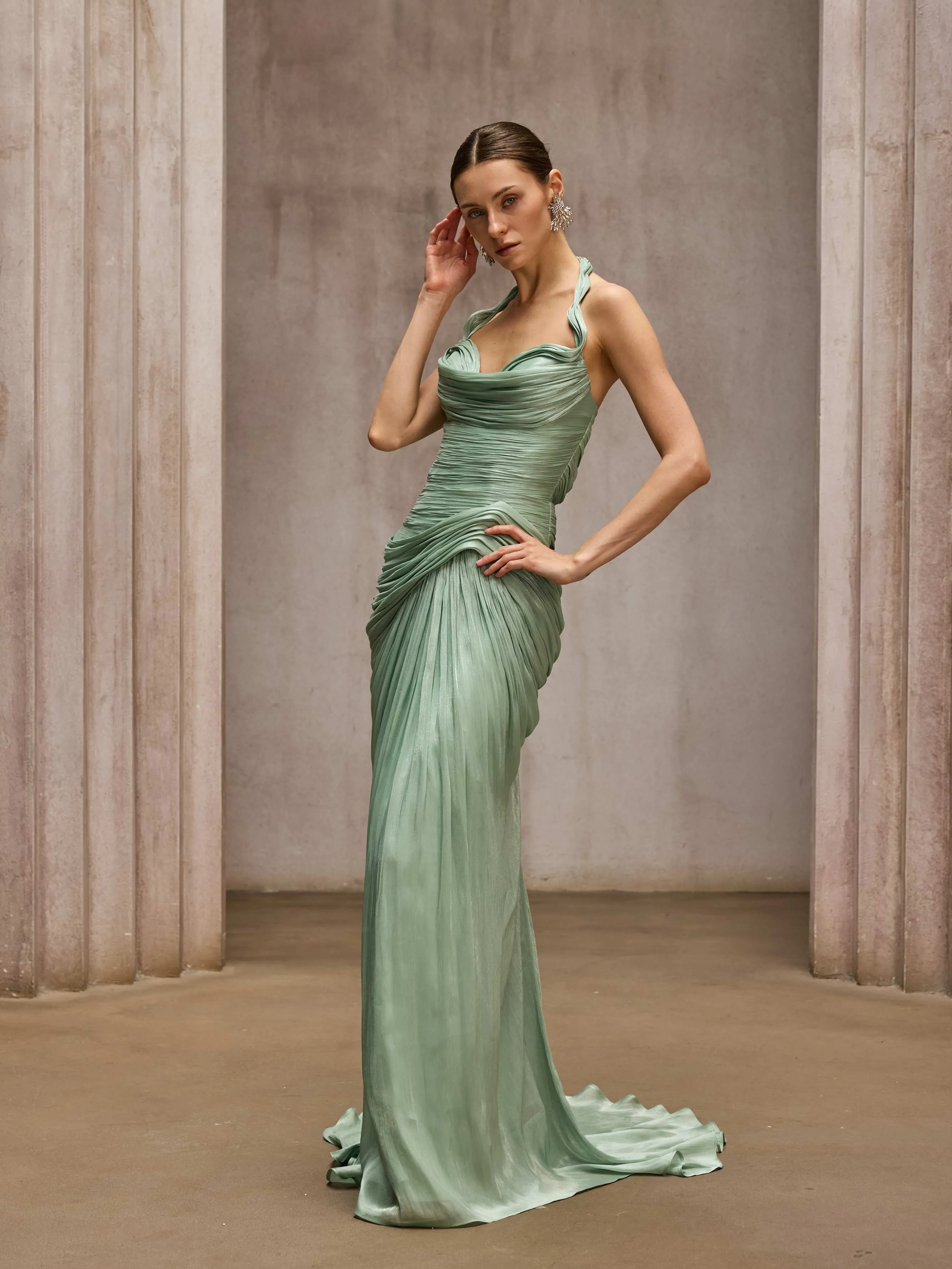 Dosia Halterneck Ruched Maxi Dress sold by Mew Mews product image thumbnail 5