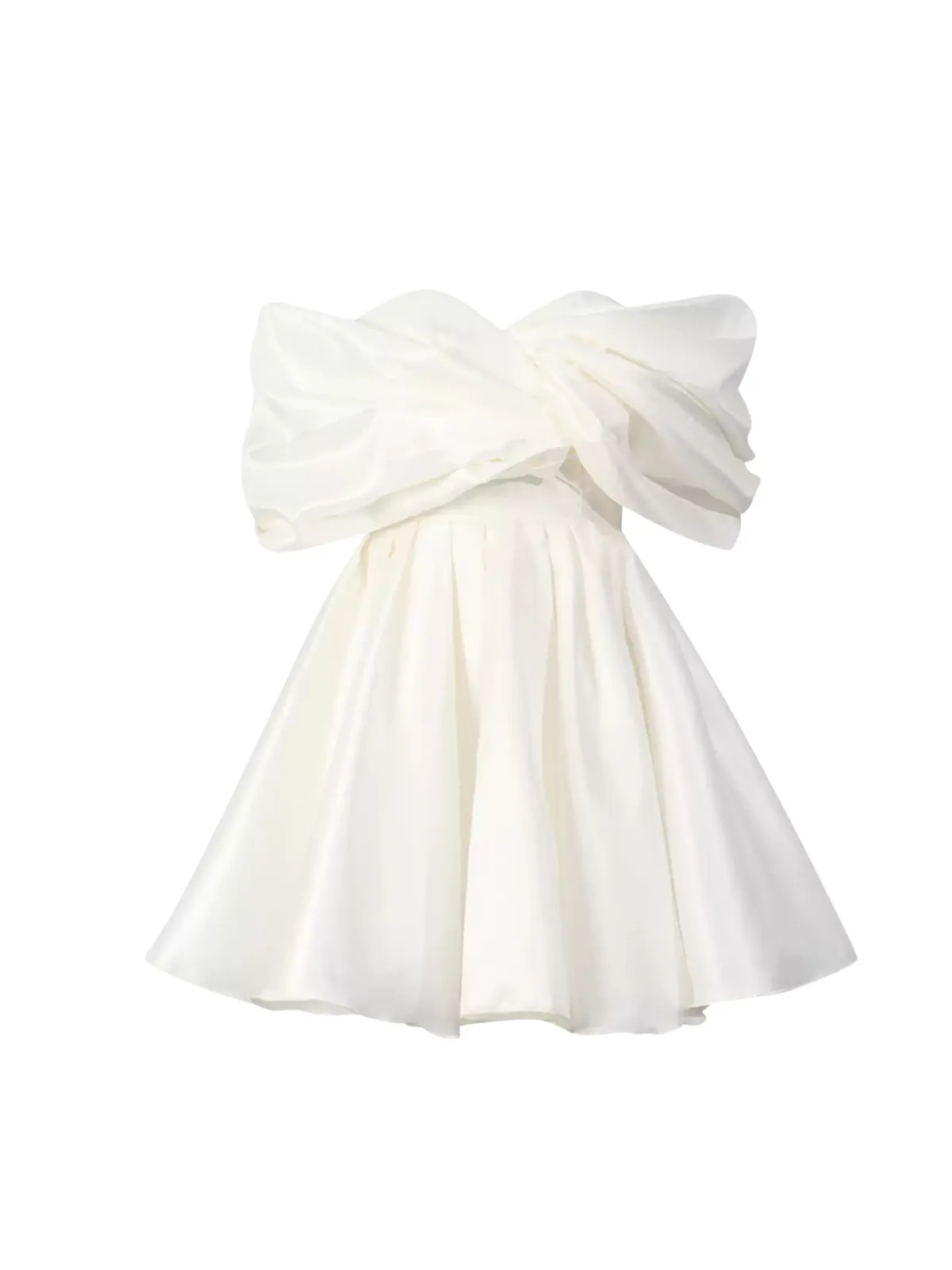 Torex Off Shoulder Ruched Flared Mini Dress In White sold by Mew Mews product image thumbnail 5